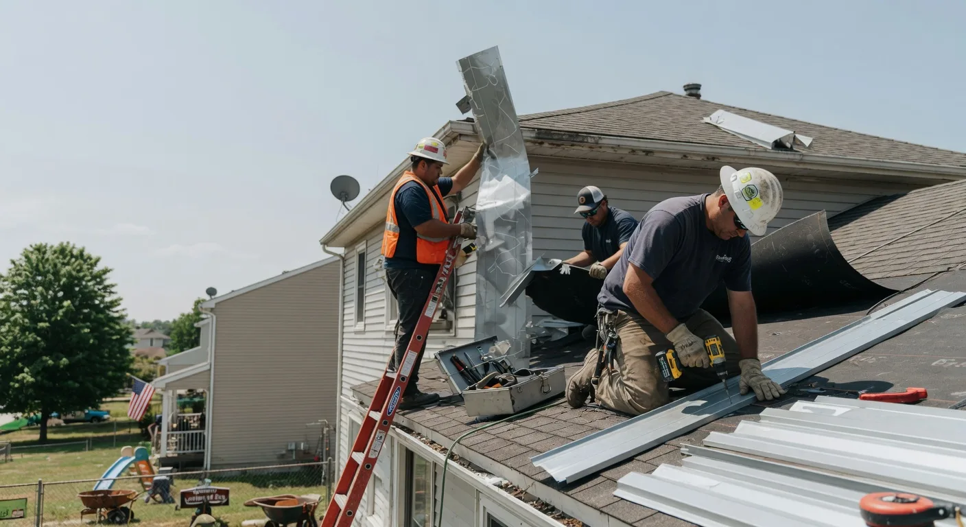 Storm Damage Metal Roof Repair in West Simsbury, CT
